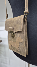 Telefoontasje L Pull-up leer & ruwhaar