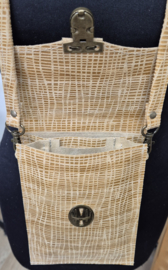 Telefoontasje L  cognac met streep