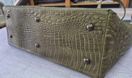 Tote Hand/schouder tas model JET croco groen