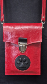 Telefoontasje L glossy rood met zwart pootje