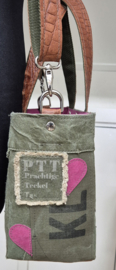 Plunje/postzak  Tote Handtas S model Boetje (25x20x12)knalroze en bruin