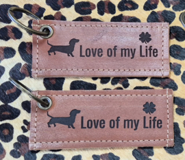Sleutelhanger Love of my Life gladhaar (bruin)