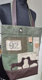 Plunje/Postzak shopper met gladhaar teckels