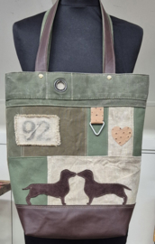 Plunje/Postzak shopper met gladhaar teckels