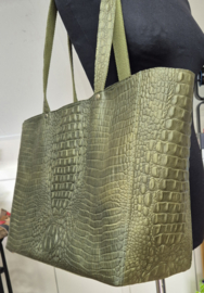Tote Hand/schouder tas model JET croco groen
