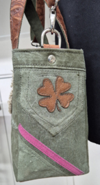 Plunje/postzak  Tote Handtas S model Boetje (25x20x12)knalroze en bruin