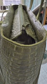 Tote Hand/schouder tas model JET croco groen