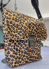 Crossbody Medium harige panterprint & zwart