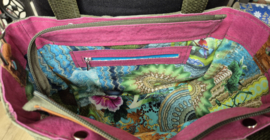 Plunje/postzak  Tote Handtas S model Boetje (25x20x12)knalroze en bruin