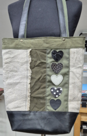 Plunje/Postzak shopper met Cardigan applicatie