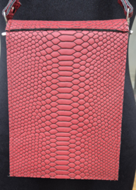 Telefoontasje L mat rood slangenprint