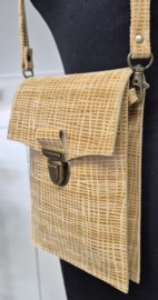 Telefoontasje L  cognac met streep