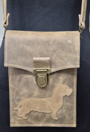 Telefoontasje L Pull-up leer & ruwhaar