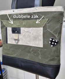 Plunje/ Post shopper met 2 gladhaar zwart leer