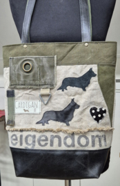 Plunje/Postzak shopper met Cardigan applicatie