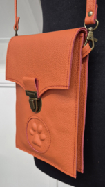 Telefoontasje  XL oranje met reliëf pootje