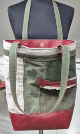 Plunje/Postzak shopper met teckel applicatie (rood)