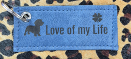 Sleutelhanger Love of my Life ruwhaar (blauw)