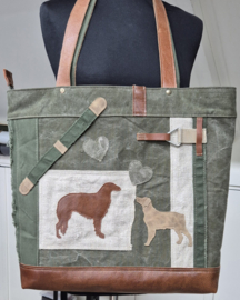 Plunje/ Post shopper met 2x Barzoi  & 1 Epagneul Breton
