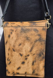 Telefoontasje L  cognac & zwart