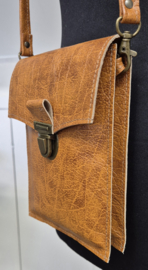 Telefoontasje L cognac buffelleer