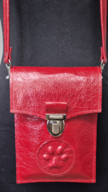 Telefoontasje L glossy rood met pootje