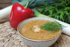 Bouillabaise met diverse vissoorten en garnaaltjes