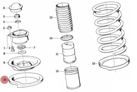 BMW Veerrubber set vooras, boven - OEM