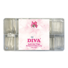 Diva Soft Gel Tips Sculpted Coffin Long 440 pcs