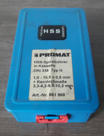 HSS-spiraalborenset Promat DIN 338, 24-delig (1 - 10,5 x 0,5 mm)
