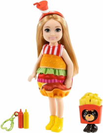 Meisje met Hamburger Jurkje 14 cm zwemkleding annanas Barbie Chelsea plus nieuw