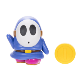 Blu Shy Guy with coin 10cm wave 38 super mario nieuw