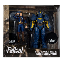 T-60 Vault Tec & Sole Survivor, 2 statues 18cm Fallout 4 nieuw