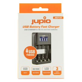 Jupio USB 4-slots Battery Fast Charger LCD nieuw