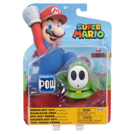 Green Shy Guy with Pow Block 10cm wave 40 super mario nieuw
