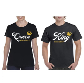 T-shirt King & Queen since + Kroon