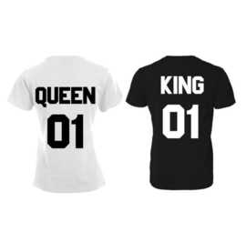 T-shirt King & Queen + rugnummer (Black&White)