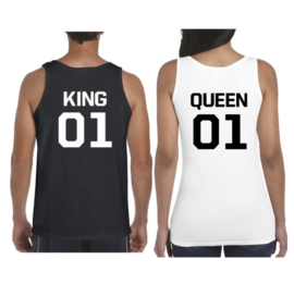 Tanktop King & Queen + rugnummer (Black&White)