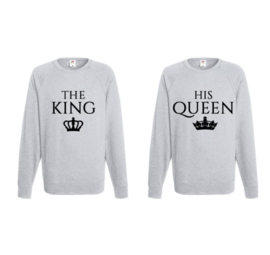 Sweater The King & His Queen + Kroontje (Grijs)