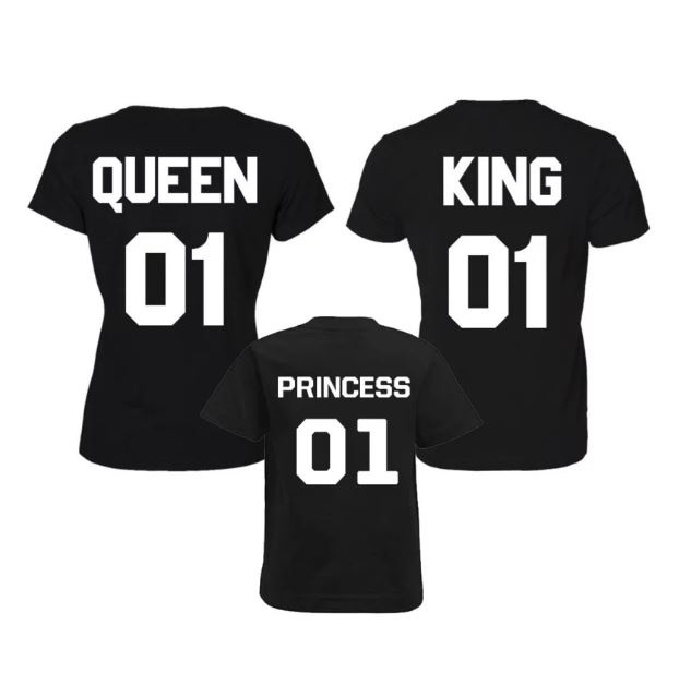 T-shirt King, Queen & Princess + rugnummer