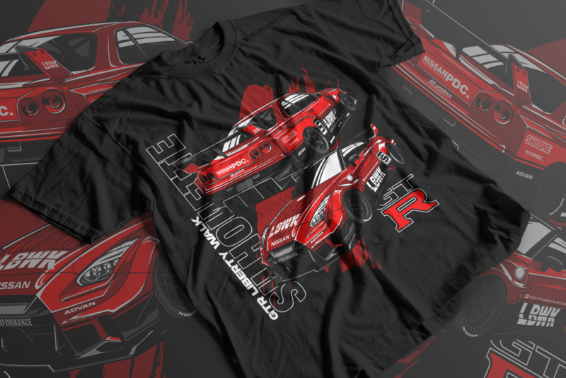 T-Shirt: GTR Liberty Walk Silhouette