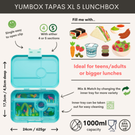 Yumbox Tapas XL 5 vakken Antibes Blue - Jungle Pastel