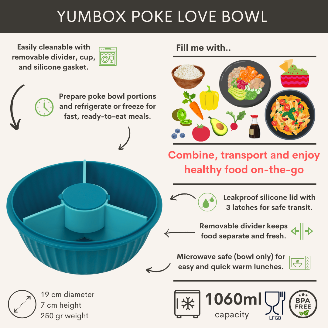 Yumbox Poke Bowl 3 vakken - Lagoon Blue