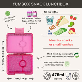 Yumbox Snack 3 vakken Sparkle Pink Glitter - Pink Clear