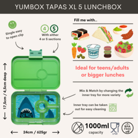 Yumbox Tapas XL 4 vakken Jurassic Green - Shark