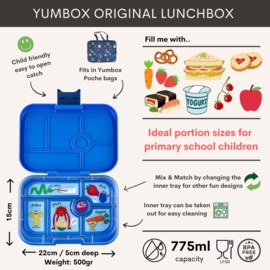 Yumbox Original 6 vakken Surf Blue - Funny Monsters