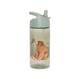 Petit Monkey Drinkfles Bear and Friends Sage Green