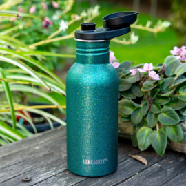 Lekkabox® Drinkfles Glitter Aqua RVS 500 ml