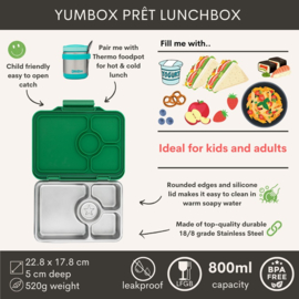 Yumbox Prêt RVS 4 vakken Pomme Green