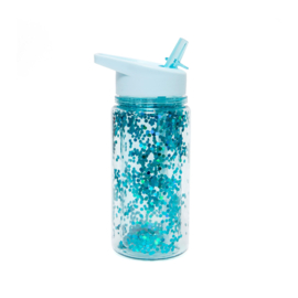 Petit Monkey Drinkfles Glitter Dusty Aqua